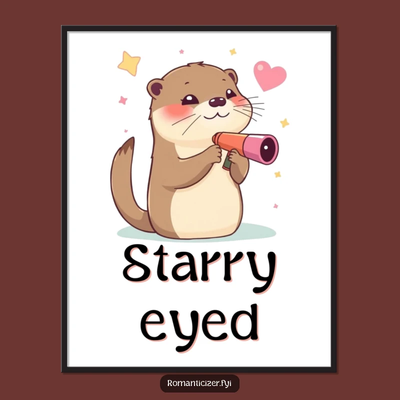 Funny Otter Star Gazing Digital Art - Hilarious Cosmic Wall Decor