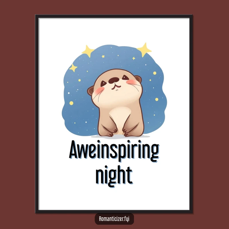 Funny Otter Starry Night Print - Instant Wonder Gift for Walls