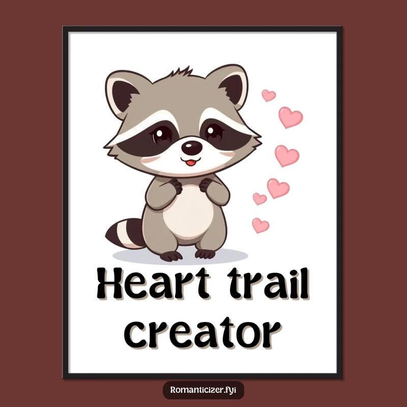 Funny Raccoon Love Digital Art: Mischief & Hearts, Instant Funny Gift
