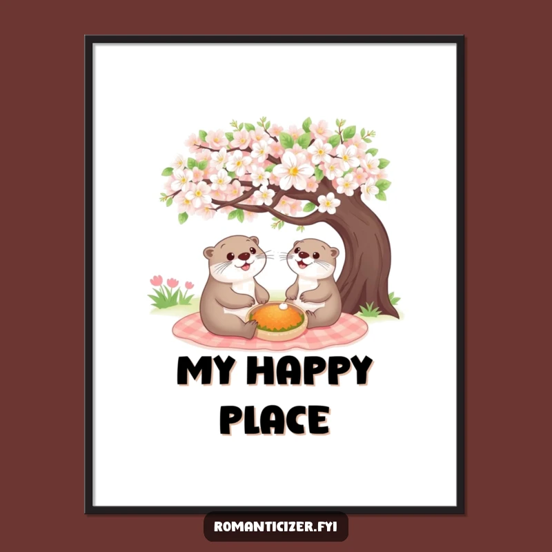 Funny Cheerful Otter Picnic Digital Art - Instant Download for Joyful Decor