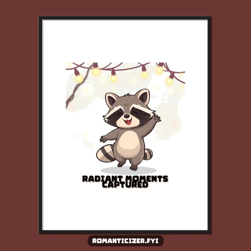 Funny Raccoon Digital Art: Fairy Lights Dance, Whimsical & Humorous Download