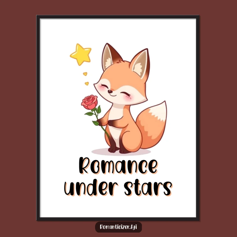 Funny Fox Romantic Star Digital Art: Hilarious Dreamy Decor