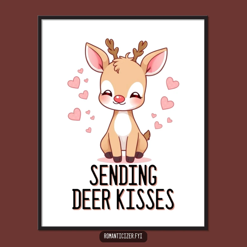 Funny Deer Kiss Digital Art A Gentle Print For Romantic Vibes