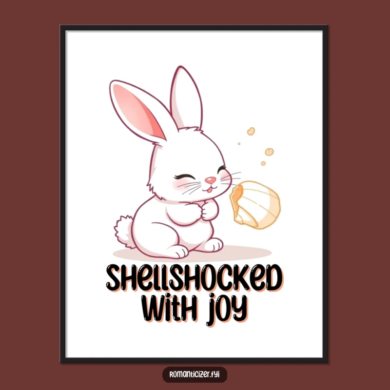 Funny Rabbit Seashell Digital Art: Whimsical Decor, Instant Funny Gift!