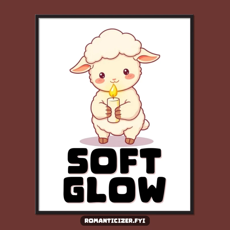 Funny Romantic Sheep Candle Digital Art Print - Instant Download for Cozy Decor