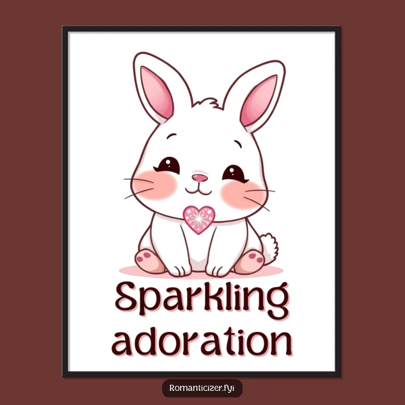 Funny Blushing Bunny Love Digital Art: Hilarious Cute Decor