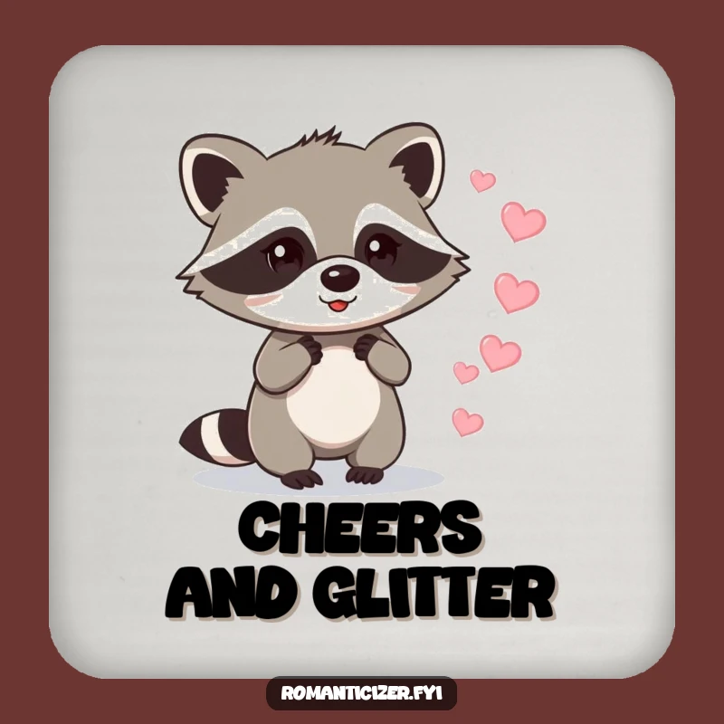 Funny Raccoon Love Coaster: Protect Surfaces with Charm, Funny Gift