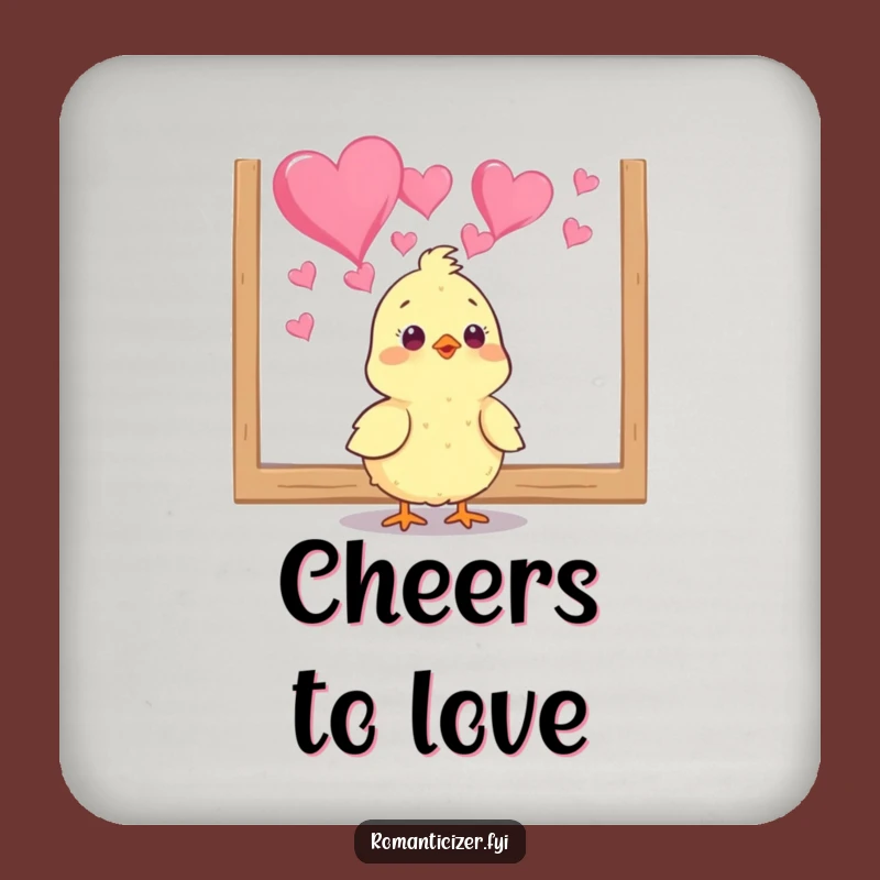 Funny Chick Heart Art Coaster - Cute Gift for Artful Homes