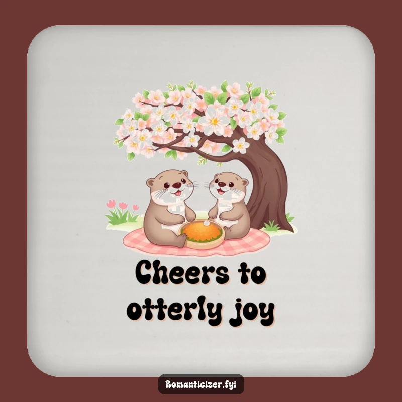 Funny Cheerful Otter Picnic Coaster - Protect Surfaces with Woodland Charm