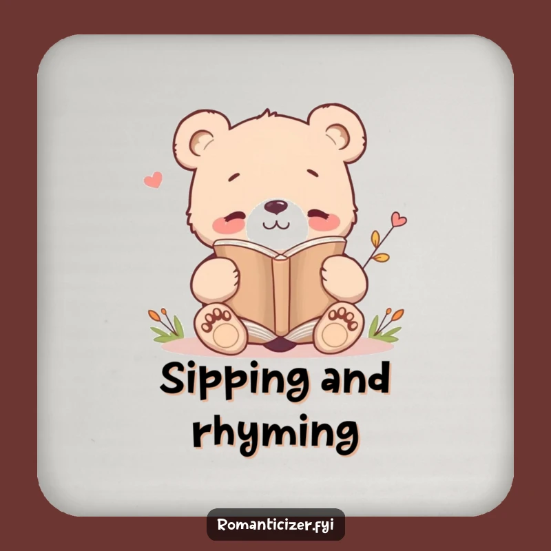 Funny Bear Cub Poetry Coasters: Protect Surfaces with Literary Wit