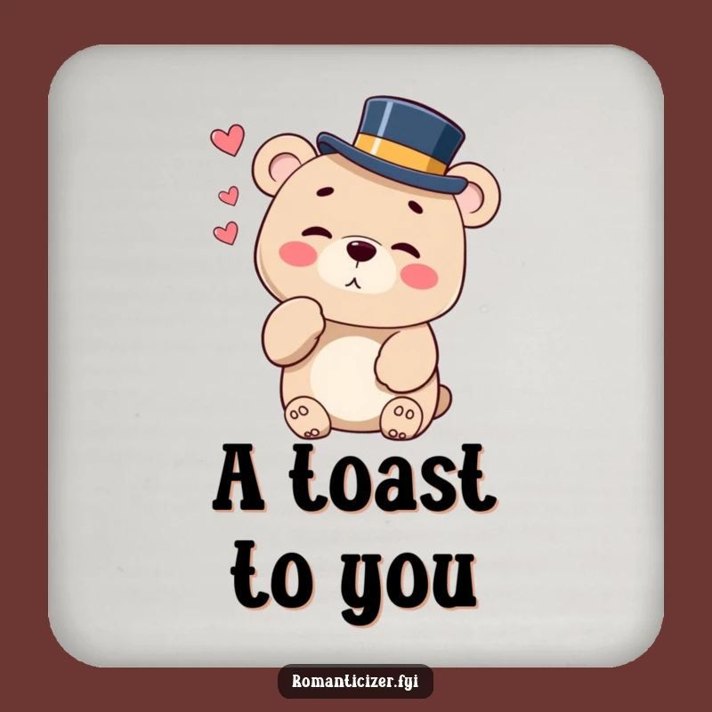 Funny Bear Kiss Drink Coaster - Protect Surfaces with Charm!