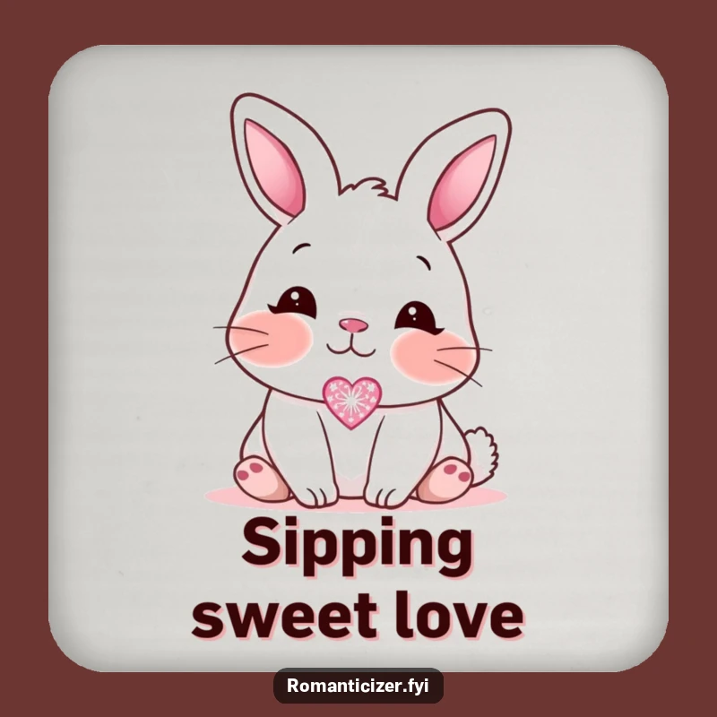 Funny Blushing Bunny Love Coaster: Hilarious Protection for Cute Homes