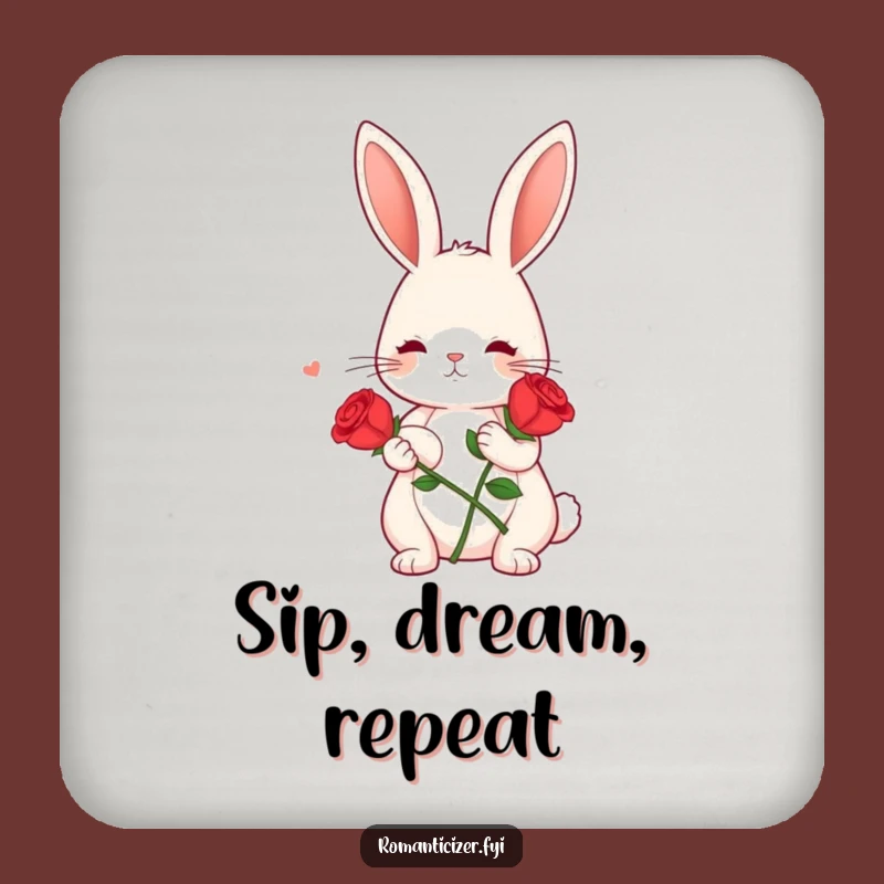 Funny Bunny Rose Coaster Set: Protect Surfaces with Dreamy Humor