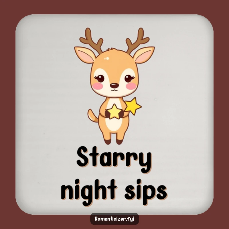 Funny Deer and Star Drink Coaster: Protect Surfaces with Celestial Charm