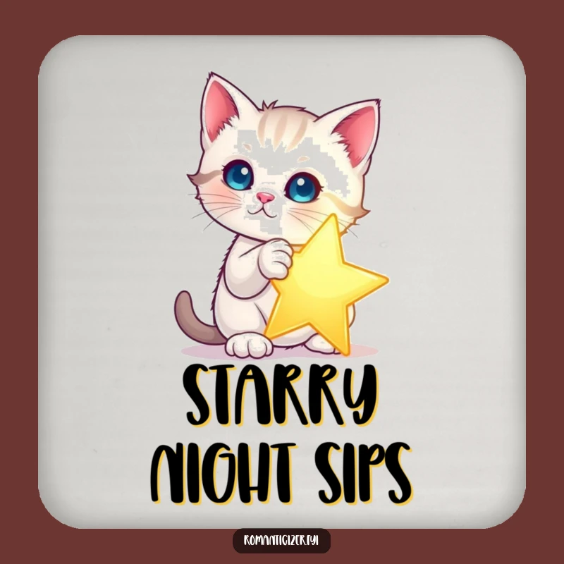 Funny Kitten Star Coaster: Protect Surfaces with Magic, A Tiny Funny Gift