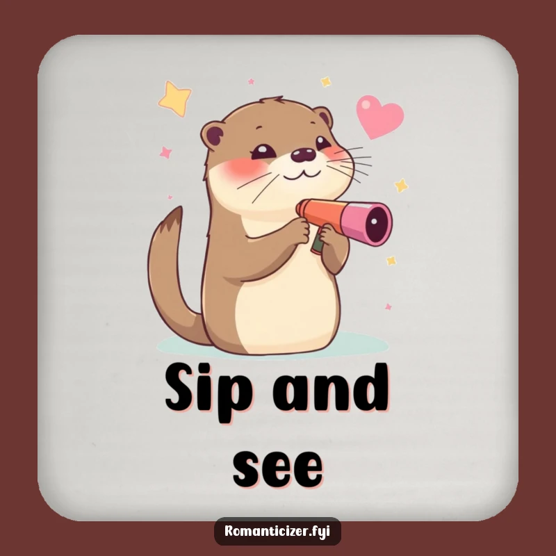 Funny Otter Star Gazing Coaster - Protect Surfaces with Cosmic Humor