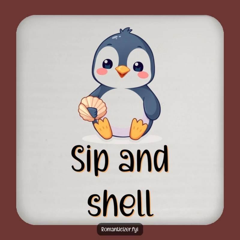 Funny Penguin Seashell Coaster - Cute Gift for Loving Homes