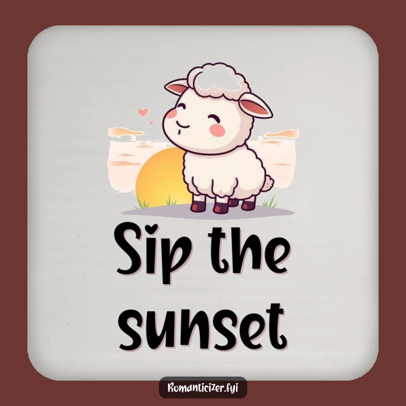 Funny Sheep Sunset Coaster: Protect Surfaces Calmly, Charming Funny Gift