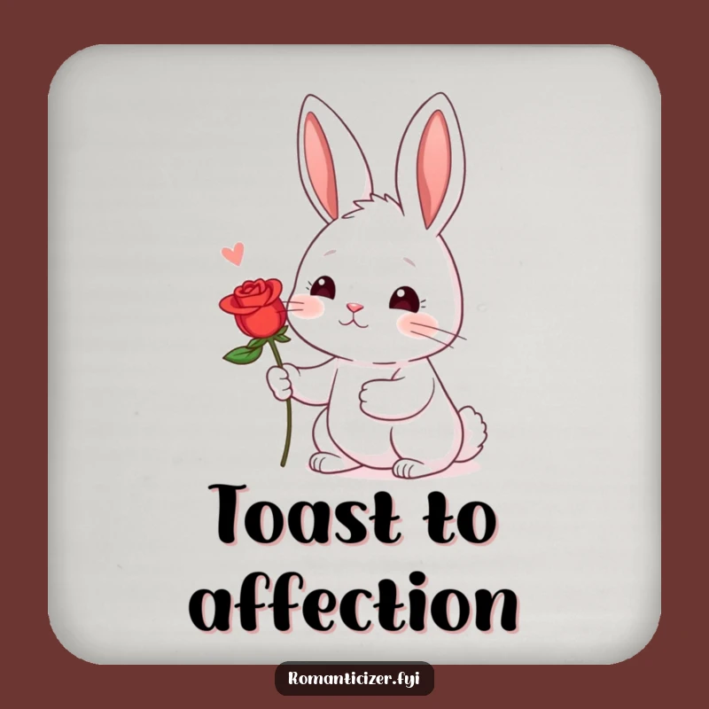 Funny Shy Rabbit Rose Coaster: Sweet Protection, Perfect Gift!