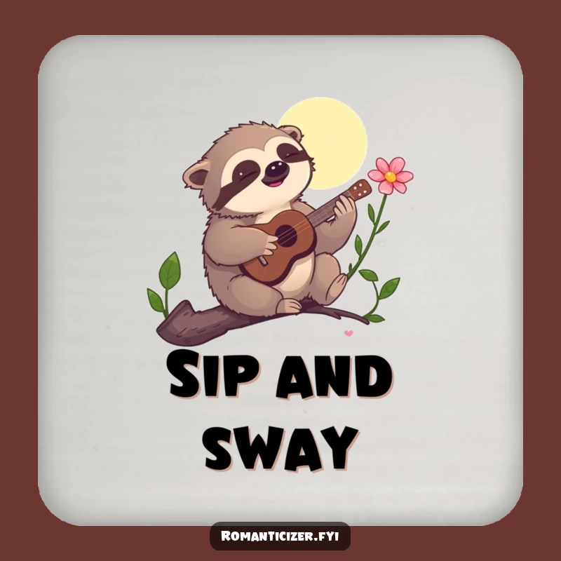 Funny Sloth Serenade Coaster - Protect Surfaces with Musical Humor