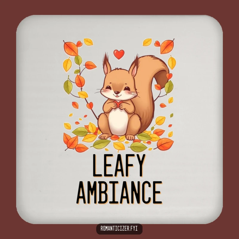 Funny Squirrel Leaf Heart Coasters (Set of 4) - Protect Furniture with Cute Charm