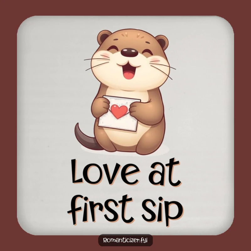 Funny Otter Love Letter Coaster: Cute Table Protector, Sweet Funny Gift!