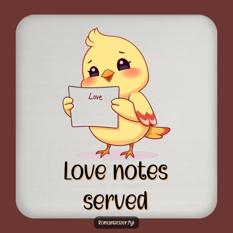 Funny Bird Love Letter Coaster: Protect Surfaces with a Smile, Funny Gift