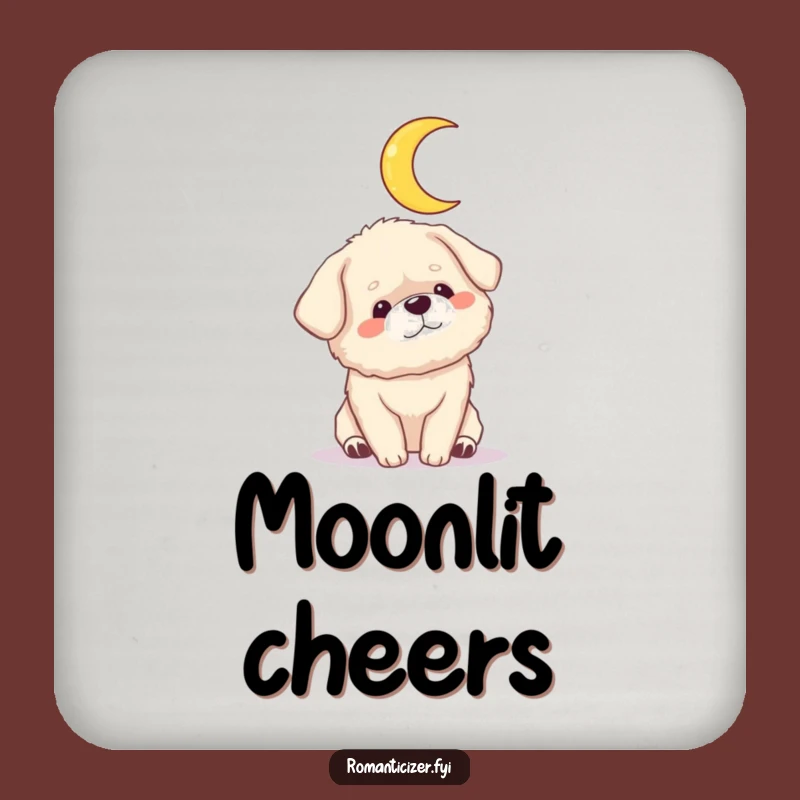 Funny Dog Moon Coaster: Protect Surfaces with Love, A Tiny Funny Gift