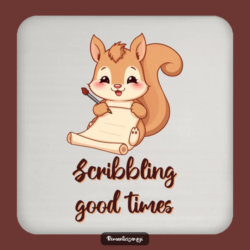 Funny Squirrel Poet Coaster - Protect Surfaces with Literary Humor
