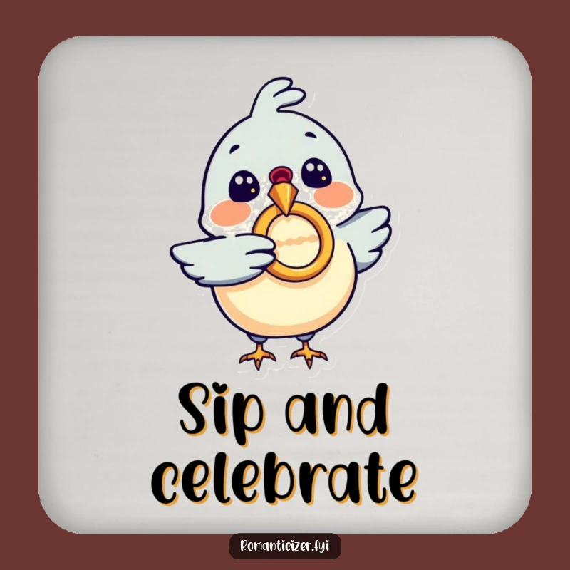 Funny Bird Ring Coaster - Protect Surfaces With Love, Hilarious Gift