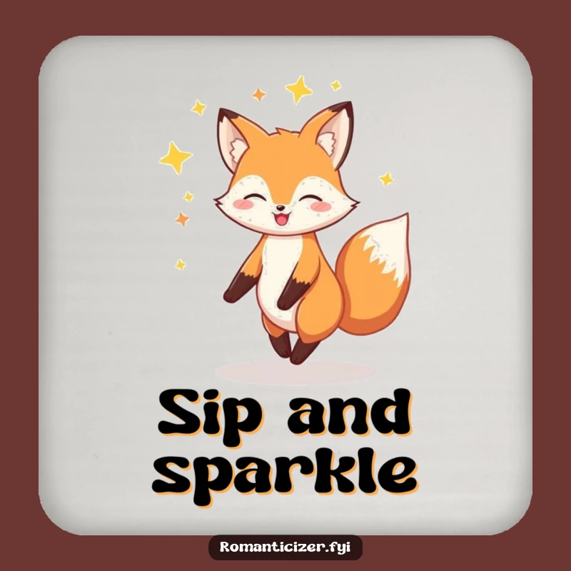 Funny Fox Stars Coaster: Cheerful Twirling Protector - Unique Magical Gift