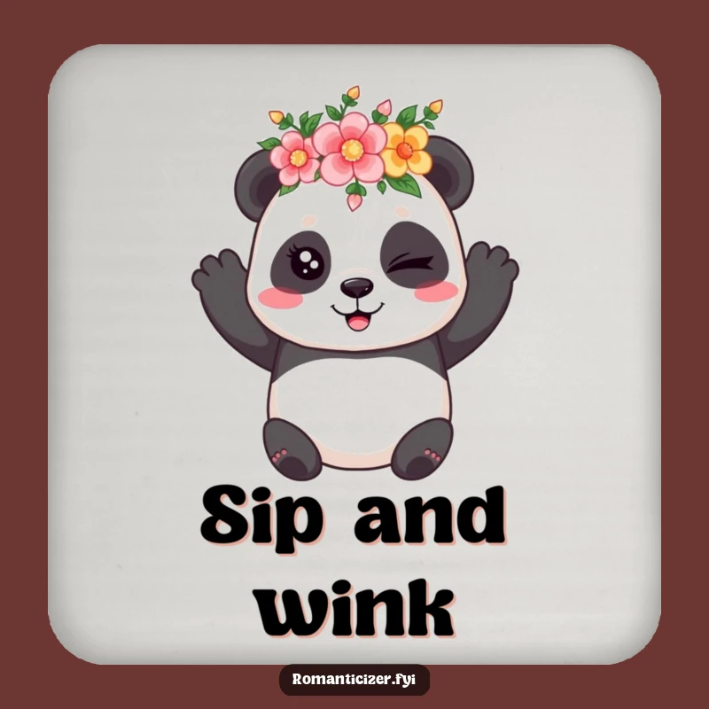 Funny Panda Flower Coaster: Coy Wink Protection, Humorous Floral Table Gift