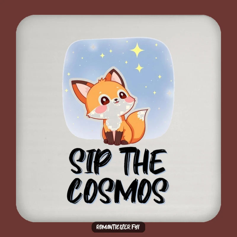 Funny Fox Starry Eyes Drink Coaster: Protect Surfaces with Celestial Charm