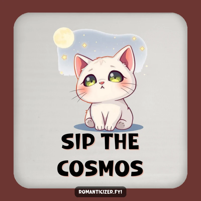 Funny Cat Moon Coaster A Dreamy Touch For Your Drink Table