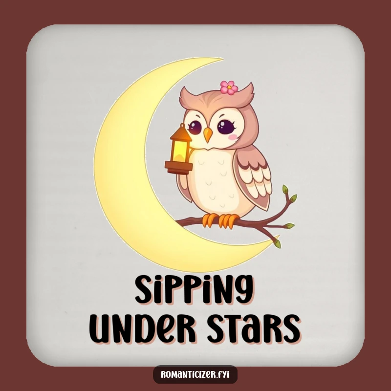 Funny Romantic Owl Coaster - Enchanting Drink Protection, Unique Gift