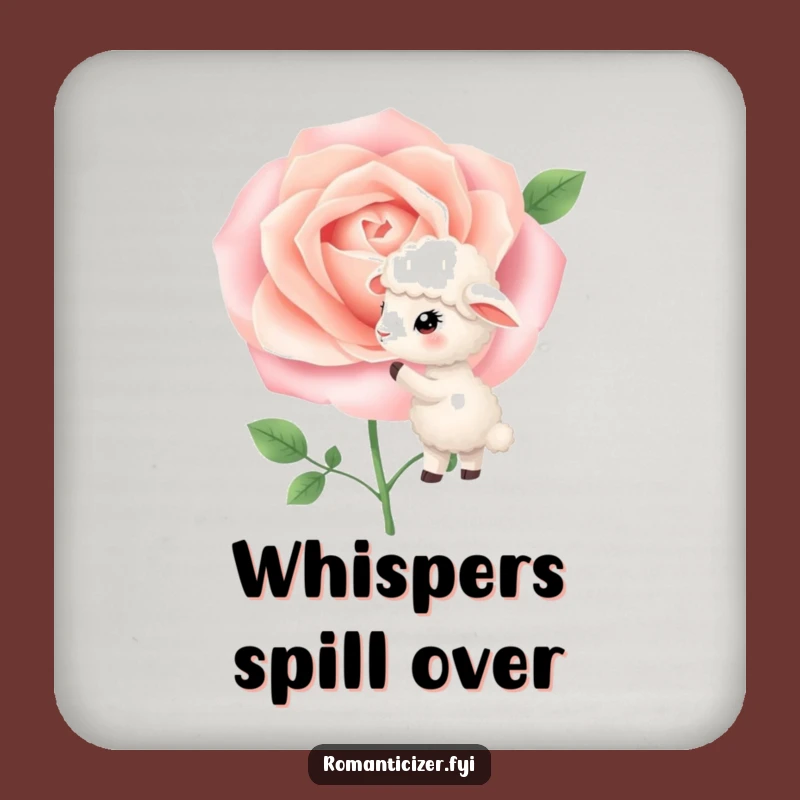 Funny Sheep Drink Coaster: Blooming Rose Secrets, Protect Surfaces with Charm