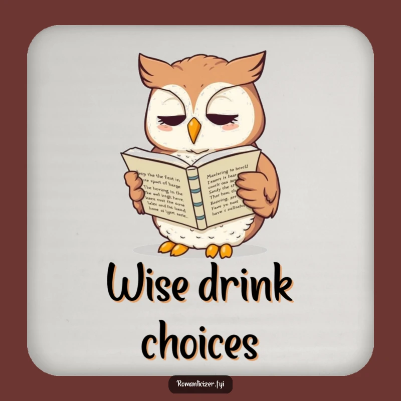 Funny Owl Sonnet Drink Coaster: Literary Charm for Your Table