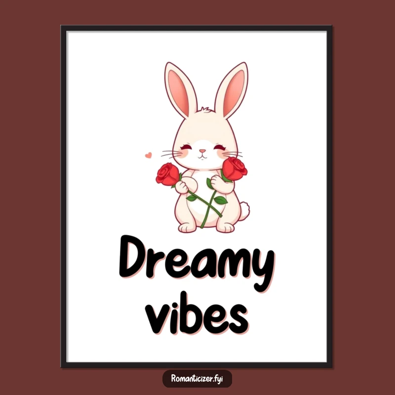 Funny Bunny Rose Poster: Dreamy Wall Art, Perfect Romantic Funny Gift