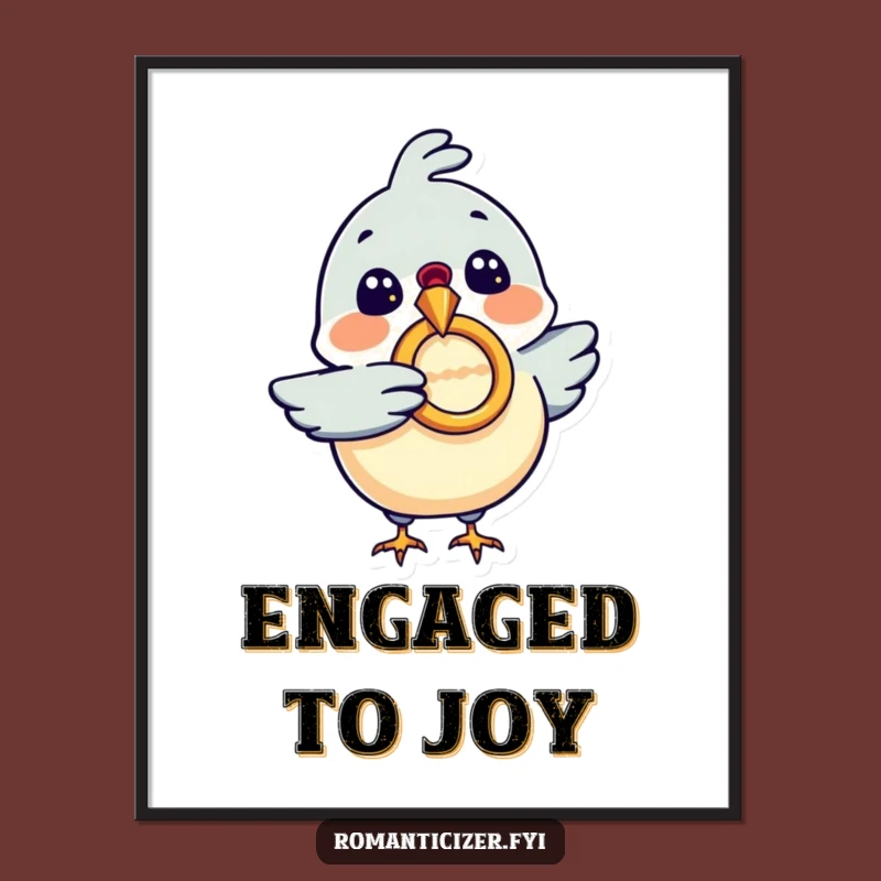 Funny Bird Ring Proposal Poster - Romantic Wall Art, Hilarious Love Gift