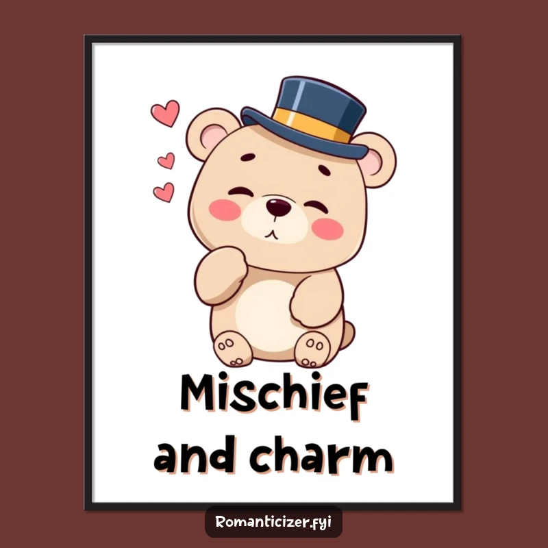 Funny Bear Kiss Poster - Dapper Gentleman Bear Wall Art!