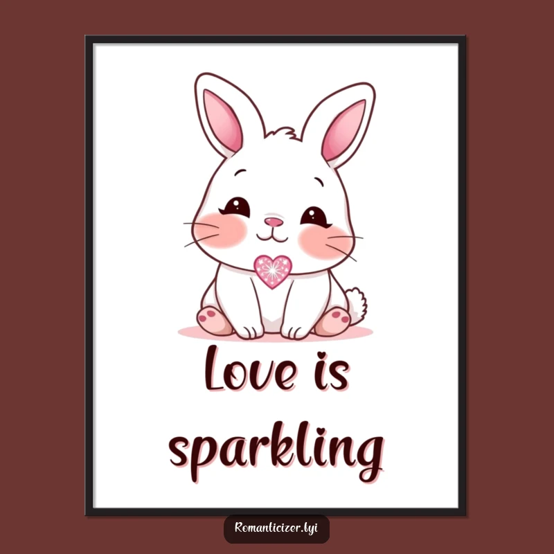 Funny Blushing Bunny Love Poster: Hilarious Cute Wall Art