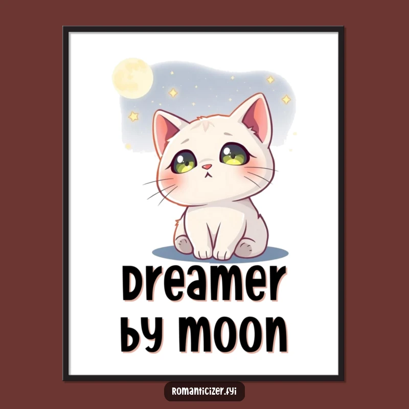 Funny Cat Moon Poster A Dreamy Wall Art For Celestial Decor