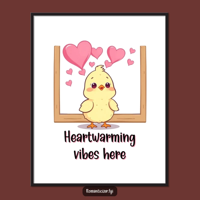Funny Chick Heart Art Poster - Whimsical Cute Gift for Wall Decor