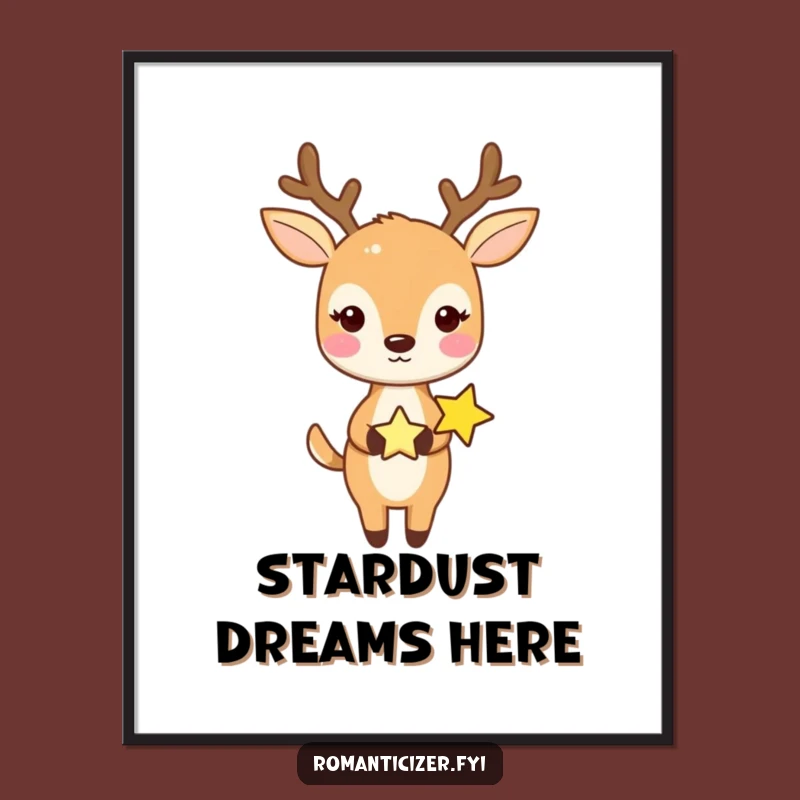 Funny Deer and Star Poster: Bring Whimsical Wall Art and Dreamy Vibes Home