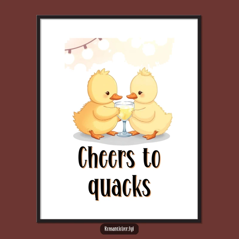 Funny Duckling Sparkle Drink Poster - Whimsical Art for Festive Spaces