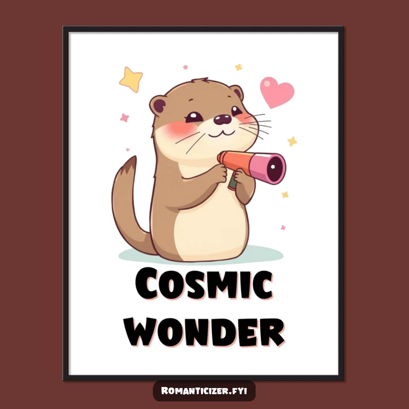 Funny Otter Star Gazing Poster - Hilarious Cosmic Wall Art