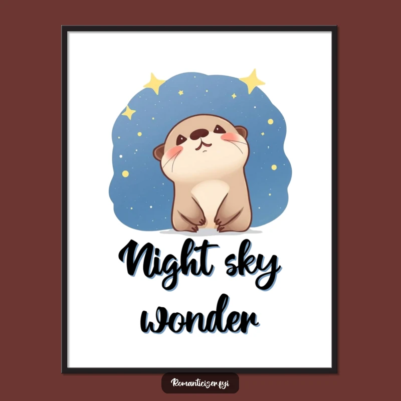Funny Otter Starry Night Poster - Whimsical Wonder Gift for Walls