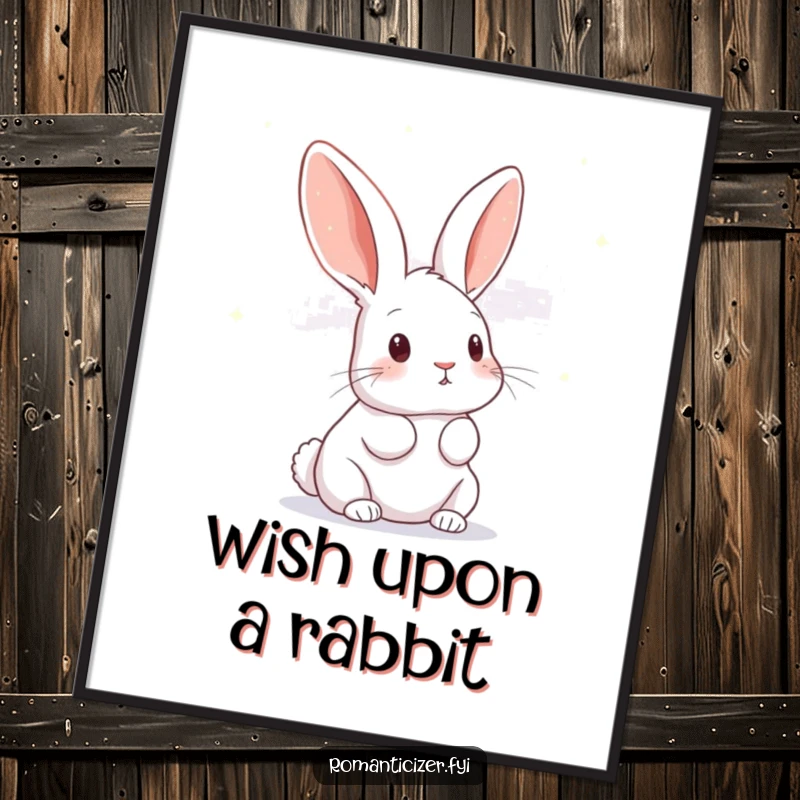 Funny rabbit poster depicting a curious bunny gazing at a night sky filled with twinkling stars, symbolizing dreams.