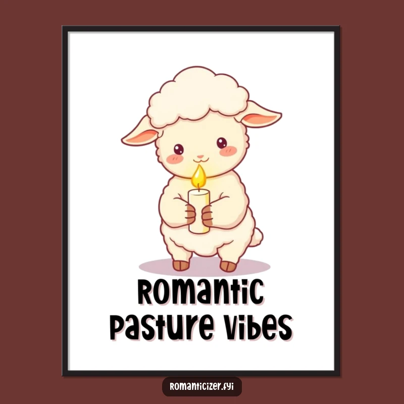 Funny Romantic Sheep Candle Poster - Whimsical Wall Art for Cozy Homes