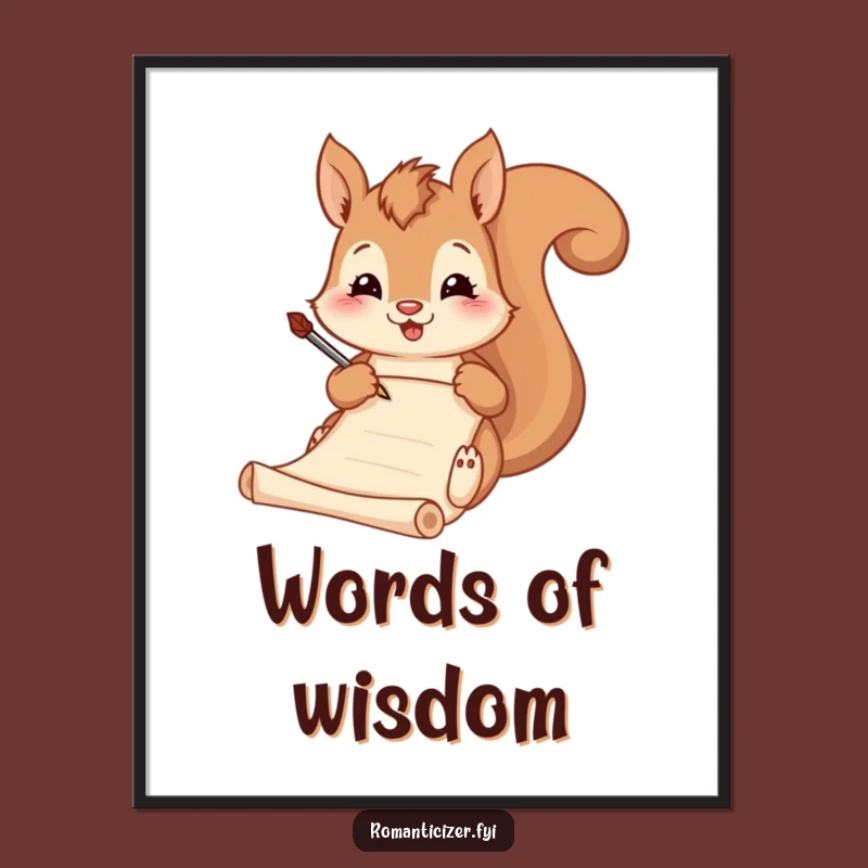 Funny Squirrel Poet Poster - Hilarious Literary Wall Art Print